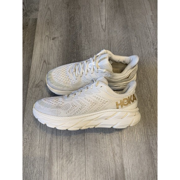 Hoka One One Clifton 7 Beige Sneaker Athletic Shoe Women Size 8.5 - Picture 3 of 6